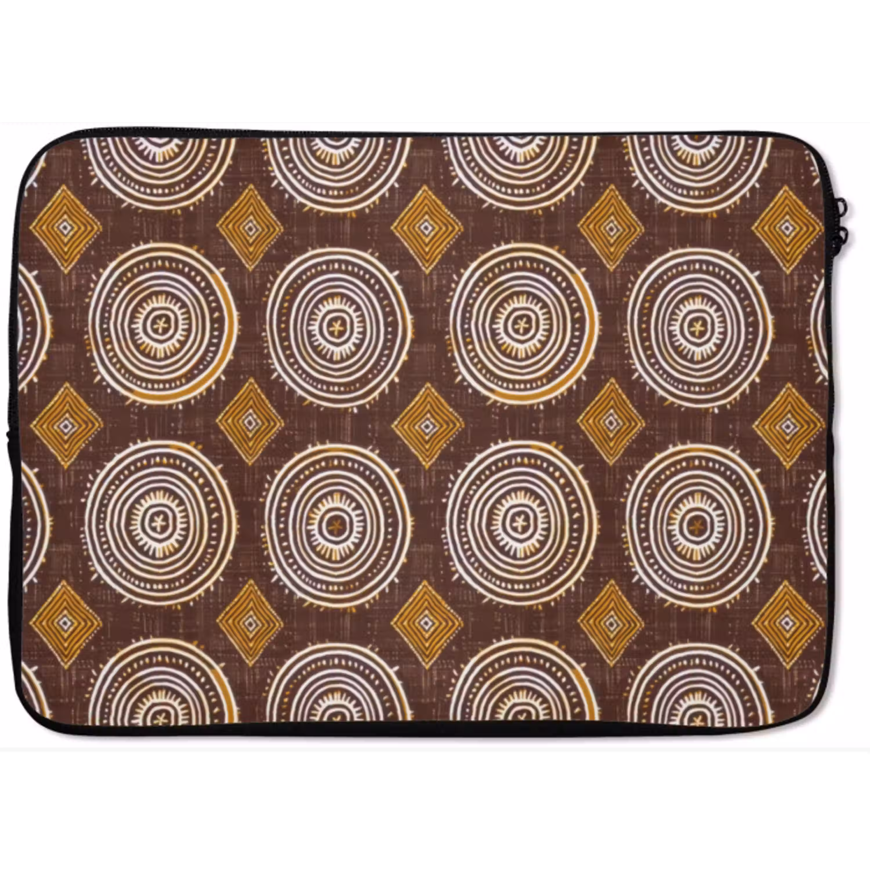 Chocoladebruin - Etnisch - Tribaal - Cirkels - Patroon laptophoes neopreen klein 279 -zkaufland3dotto