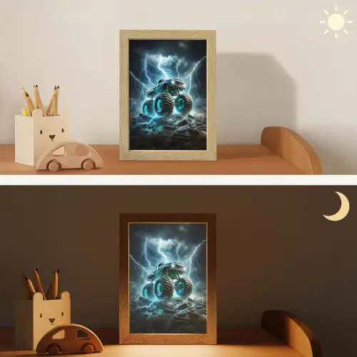 Monstertruck - Bliksem - Blauw - Jongens - Auto Light Box met kabel klein -sfeer3_kind