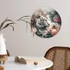 Tijger - Wilde dieren - Bloemen - Jungle Wandcirkel kunststof plaat 5mm dik klein -sfeer4