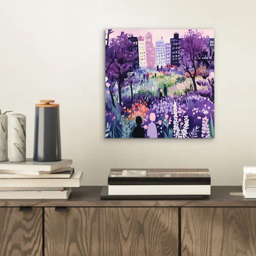 Park - Bomen - Bloemen - Gebouwen aluminium wit klein -sfeer1