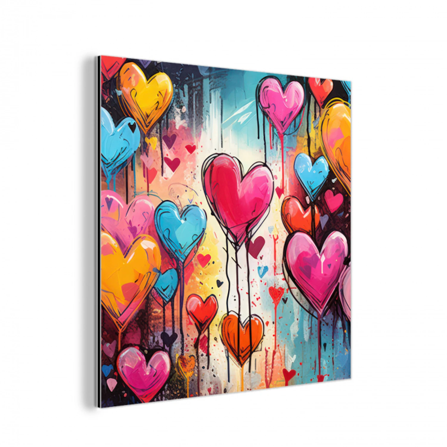 Hartjes - Kleuren - Kunst - Liefde aluminium wit klein -3d