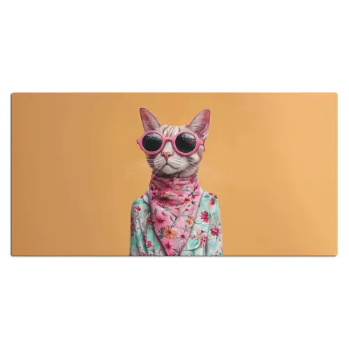 Zonnebril - Kat - Sjaal - Bloemen Muismat XXL klein -3d_leeg