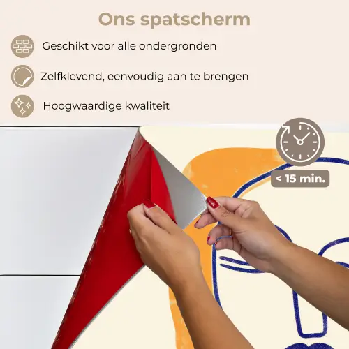 Minimalistisch - Gezicht - Hand - Oranje - Blauw keuken achterwand spatscherm klein -spatscherm_NL