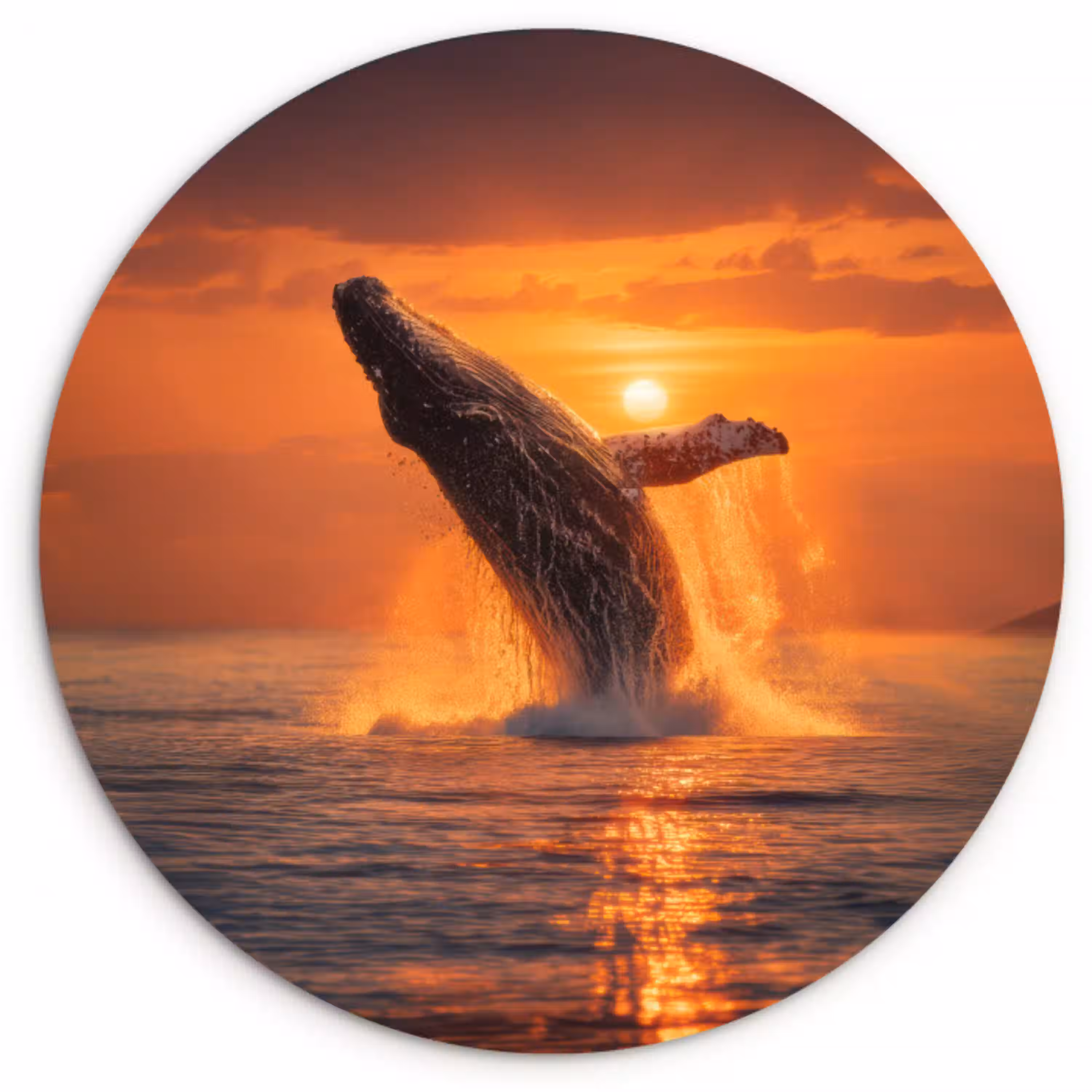 Walvis - Zon - Zee Wandcirkel kunststof plaat 5mm dik klein -3d