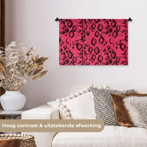 Roze - Slang - Motief Wandkleed katoen klein 269 -sfeer1