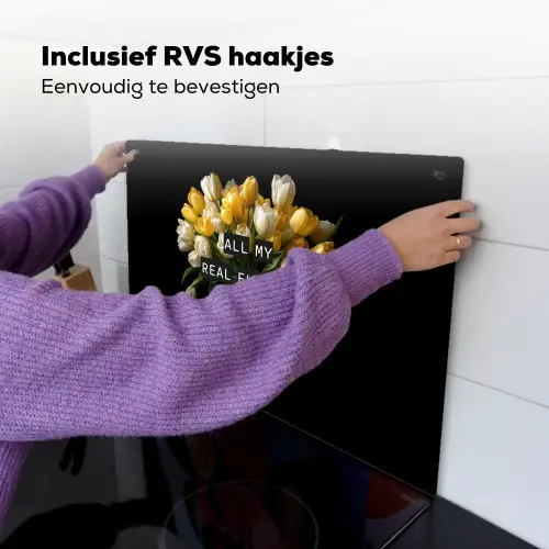 Quotes - Bloem - Tulp - Geel Inductie beschemer met haakjes klein -ky-ophangen-nl