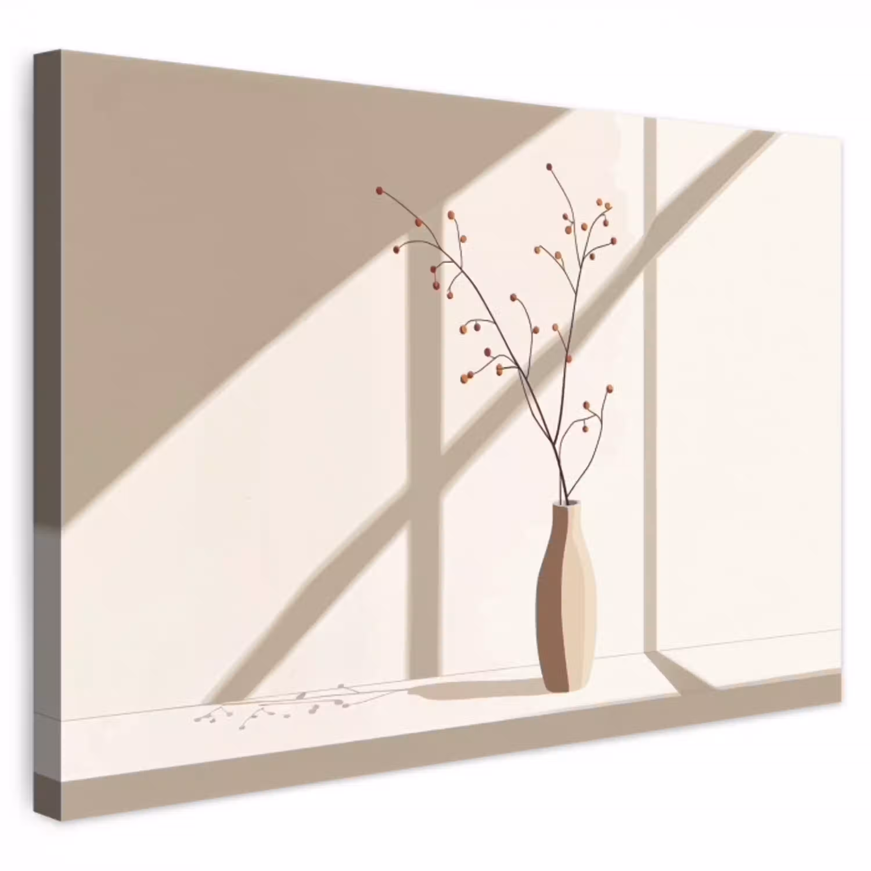 Vaas - Takken - Bessen - Minimalistisch canvas 2cm klein -3d