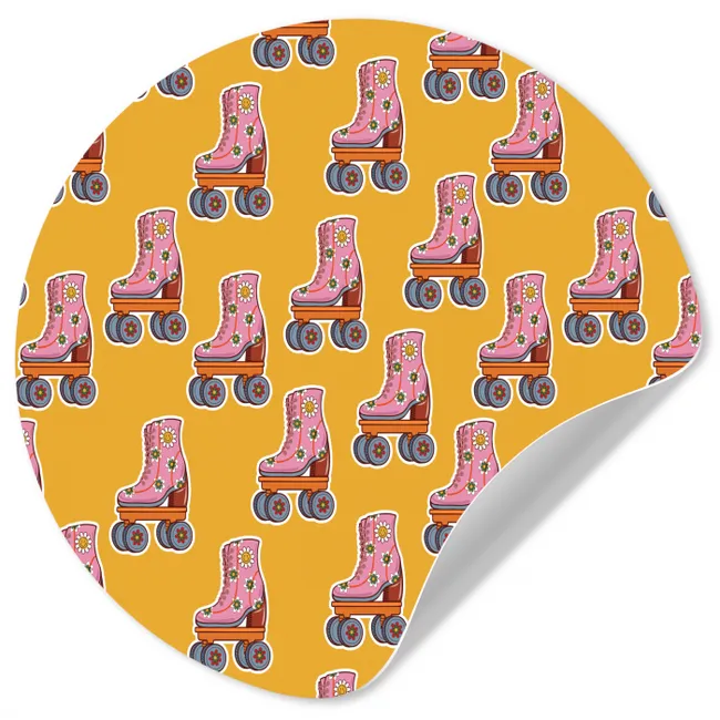 Geel - Rolschaatsen - Patroon Wandcirkel behangsticker klein 186 -3d