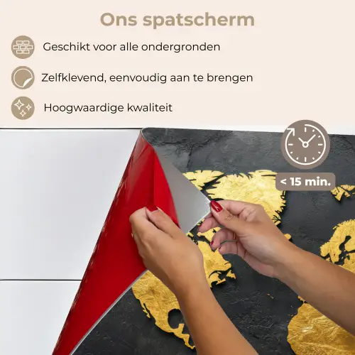 Wereldkaart - Goud - Steen keuken achterwand spatscherm klein -spatscherm_NL