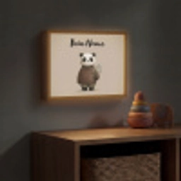 Panda - Blauwe bloemen - Zachtheid Light Box met batterij (Wandlamp kind) middel -sfeer5_kind