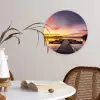 Steiger - Zonsondergang - Water - Zee - Reflectie Wandcirkel kunststof plaat 5mm dik klein -sfeer4