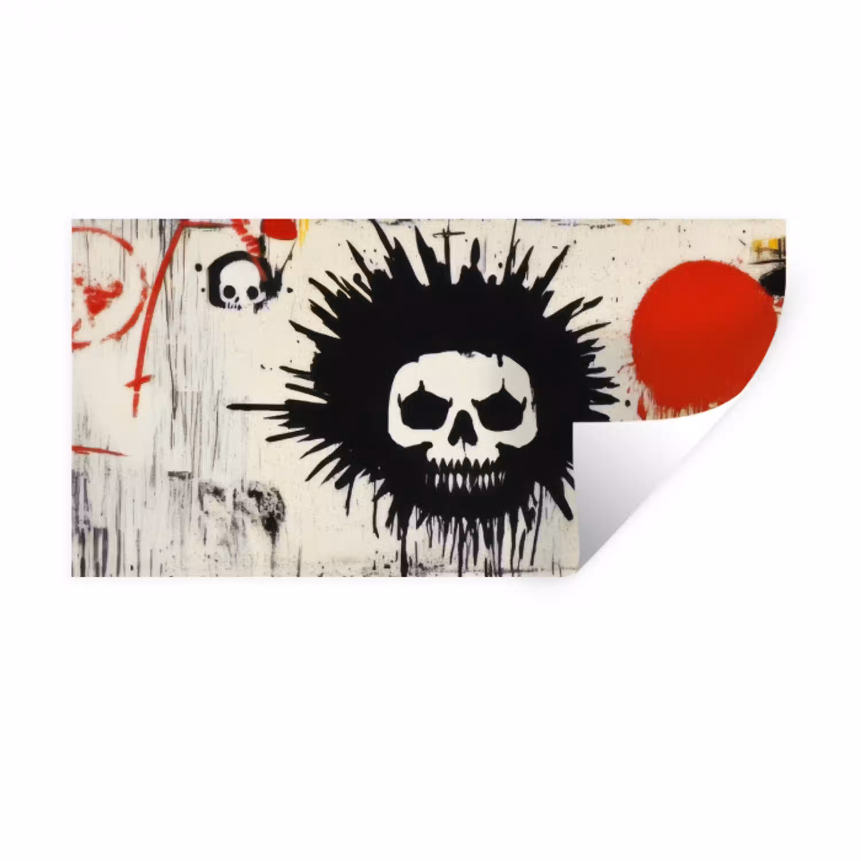 Graffiti - Schedel - Abstract - Rood Muursticker klein -3d