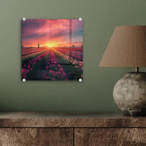 Windmolen - Zonsondergang - Landschap plexiglas 5mm klein -sfeer3