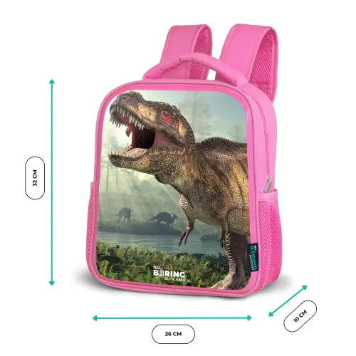 Thijs Tyrannosaurus Kinderrugzak - Roze middel -productfoto_formaten