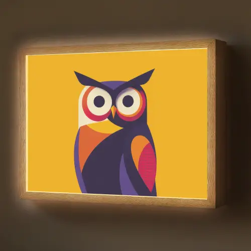 Uil - Grafisch - Kleurrijk - Ogen Light Box met batterij (Wandlamp) middel -z3d_website