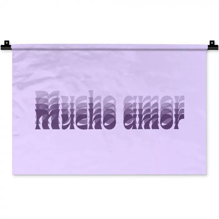 Mucho amor - Paars - Gelaagde letters Wandkleed katoen klein -zz3d