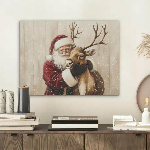 Kerstman - Rendier - Sneeuw - Kleurrijk PET vilt klein -sfeer1