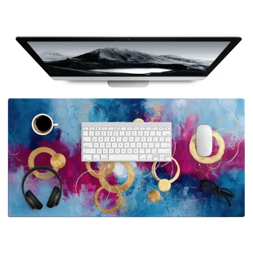 Cirkels - Goud - Abstract Muismat XXL klein -3d