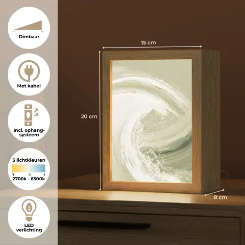Abstract - Penseelstreken - Golven - Groen Light Box met kabel (Tafellamp) klein -USP_NL