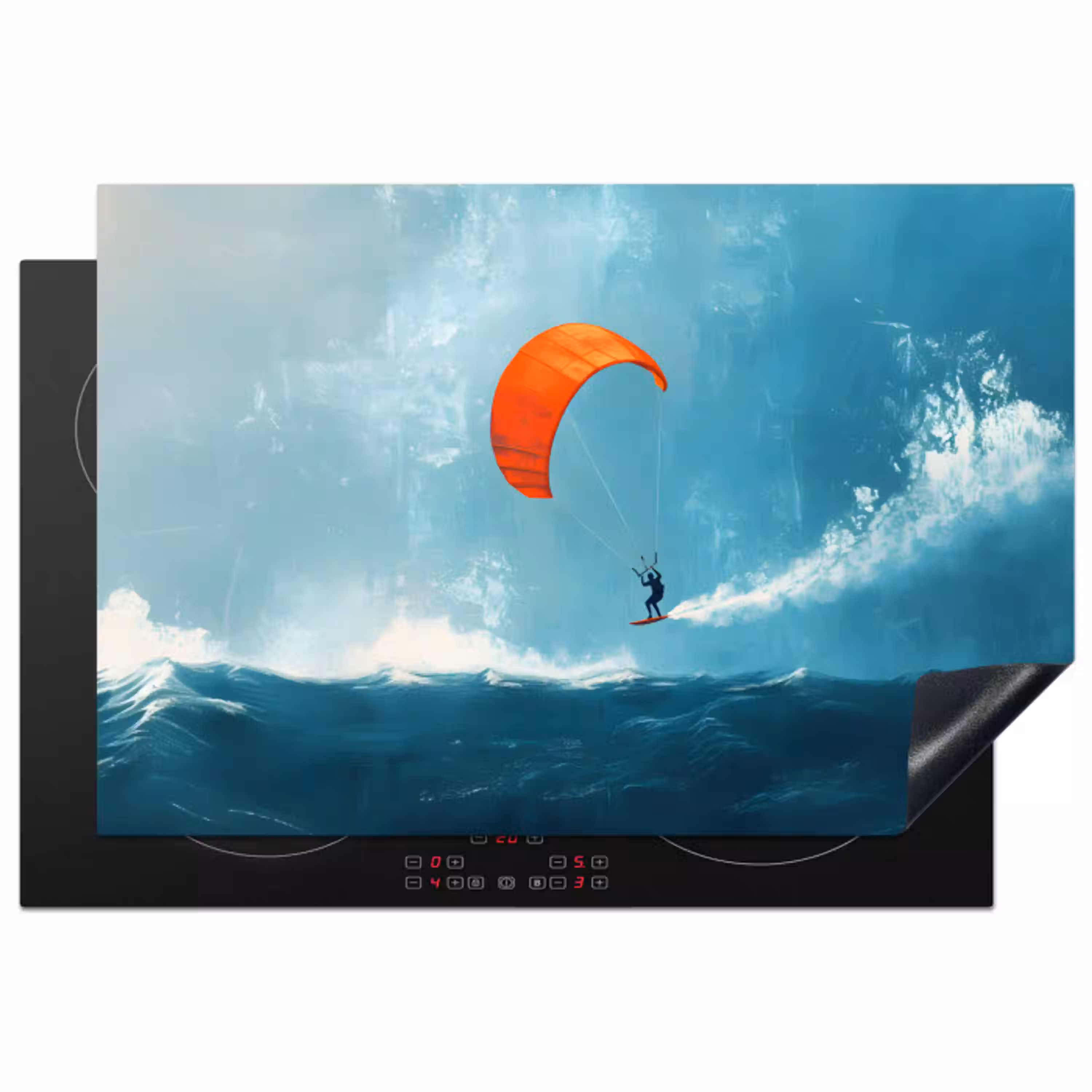 Kitesurfer - Oranje - Zee - Lucht Inductie beschermer vinyl 3mm klein -3d