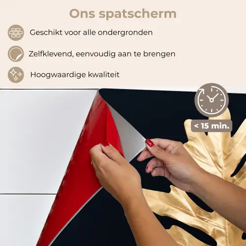 Bladeren - Herfst - Goud - Zwart - Natuur - Luxe keuken achterwand spatscherm klein -spatscherm_NL