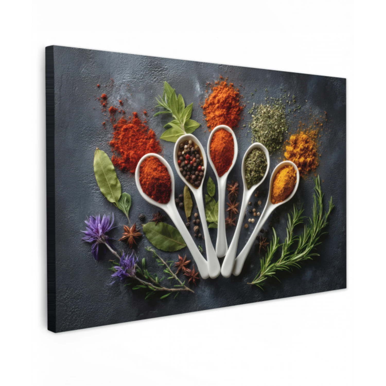 Lepels - Wit - Poeder - Kruiden Tuinposter op houten frame 2 cm dik klein -3d