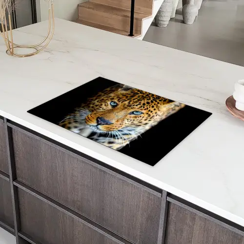 Luipaard - Dieren - Portret - Wilde dieren - Zwart Inductie beschermer vinyl 3mm klein -sfeer8