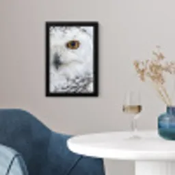 Sneeuwuil - Oog - Wildlife - Wit fotolijst zwart zonder passe partout klein -sfeer4