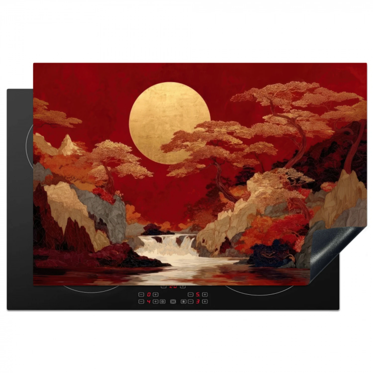 Volle maan - Landschap - Waterval Inductie beschermer vinyl 3mm klein -3d