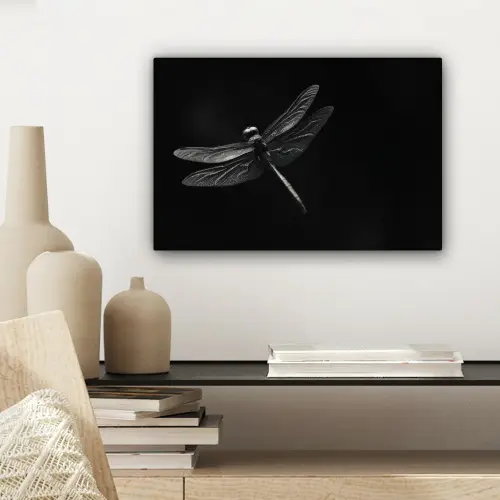 Libelle - Dieren - Zwart - Insect canvas 2cm klein -sfeer6