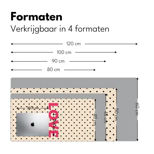 Love - Stippen - Roze Muismat XXL klein -sfeer5