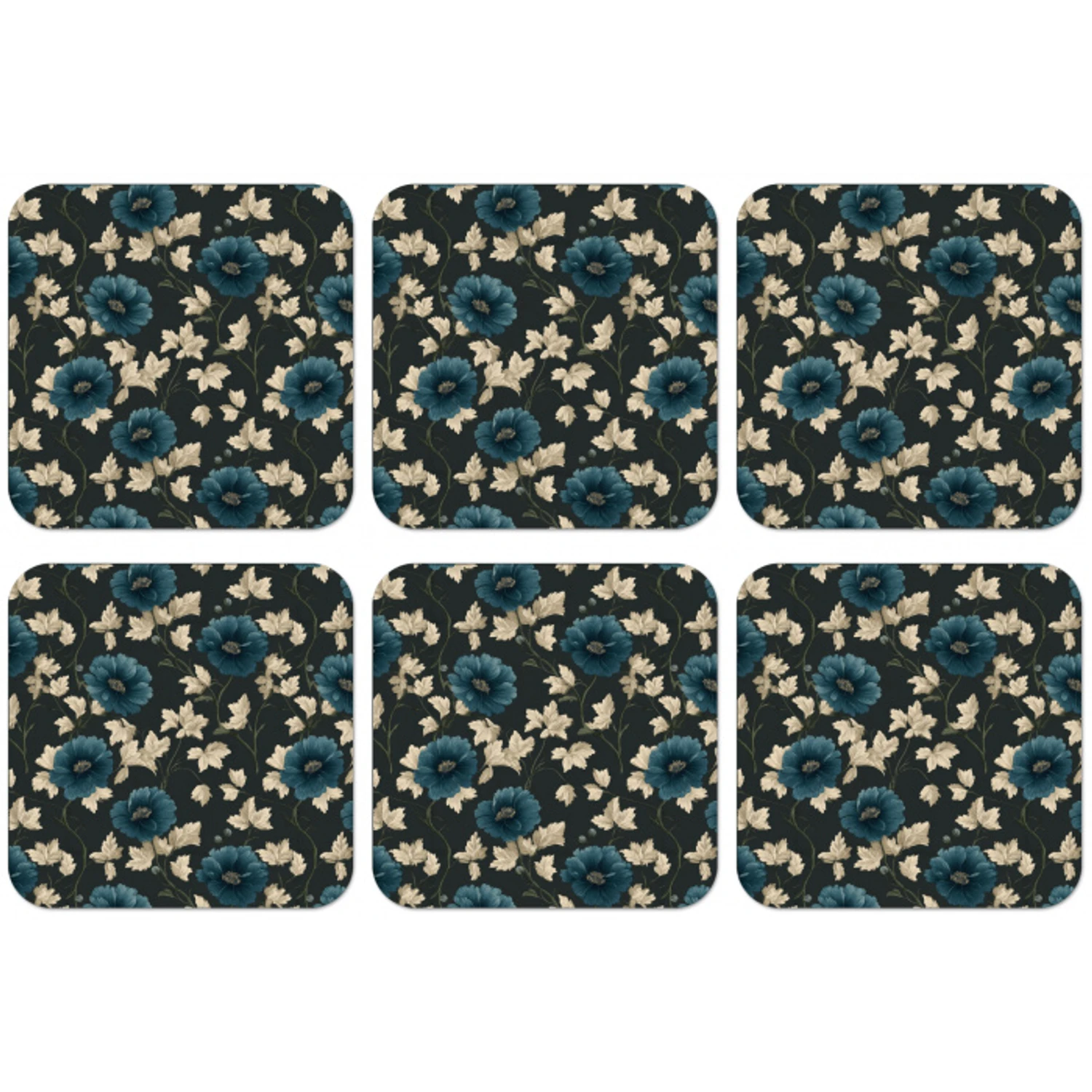 Botanisch - Bloemen - Blauw onderzetter kurk middel 366 -zkaufland3dotto