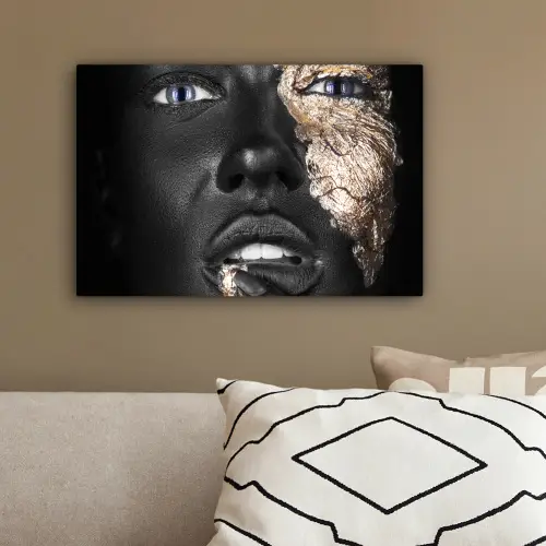 Vrouw - Bladgoud - Zwart - Huid - Luxe canvas 2cm klein -sfeer3