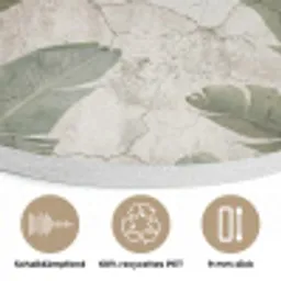 Bananenbladeren - Beton - Groen Akoestische PET Vilt - Rond klein -closeup_DE