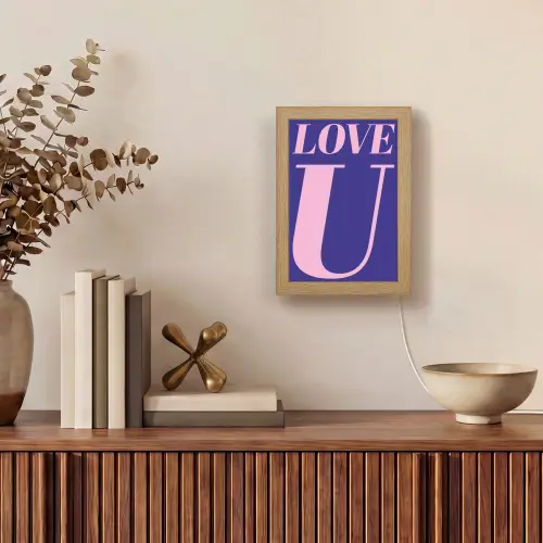 Love - Blauw - Valentijn Light Box met kabel (Tafellamp) klein -sfeer2