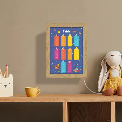 Tafels van vermenigvuldiging - Leren rekenen voor kinderen - Getallen oefenen - Ruimte Light Box met kabel (Wandlamp kind) klein -sfeer2_kind