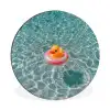 Badeend - Zwemband - Geel Wandcirkel aluminium klein -3d