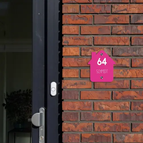 Felroze - Modern Naambord Huisje klein -sfeer2