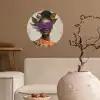 Vrouw - Zonnebril - Vlinder - Bloemen Wandcirkel behangsticker klein -sfeer1