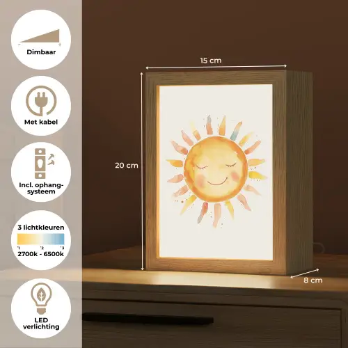 Zon - Watercolor - Geel Light Box met kabel klein -USP_NL
