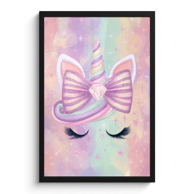 Poster met lijst - Eenhoorn - Glitters - Regenboog - Pastel