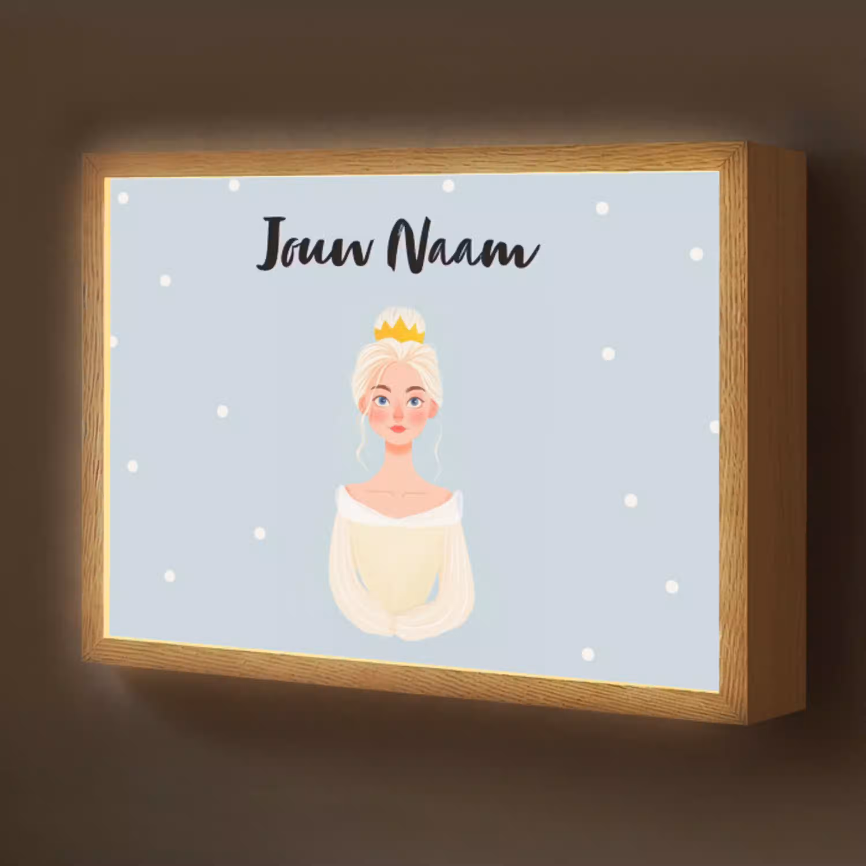 Stippen - Prinses - Kroon - Blond Light Box met batterij (Wandlamp kind) middel -z3d_website