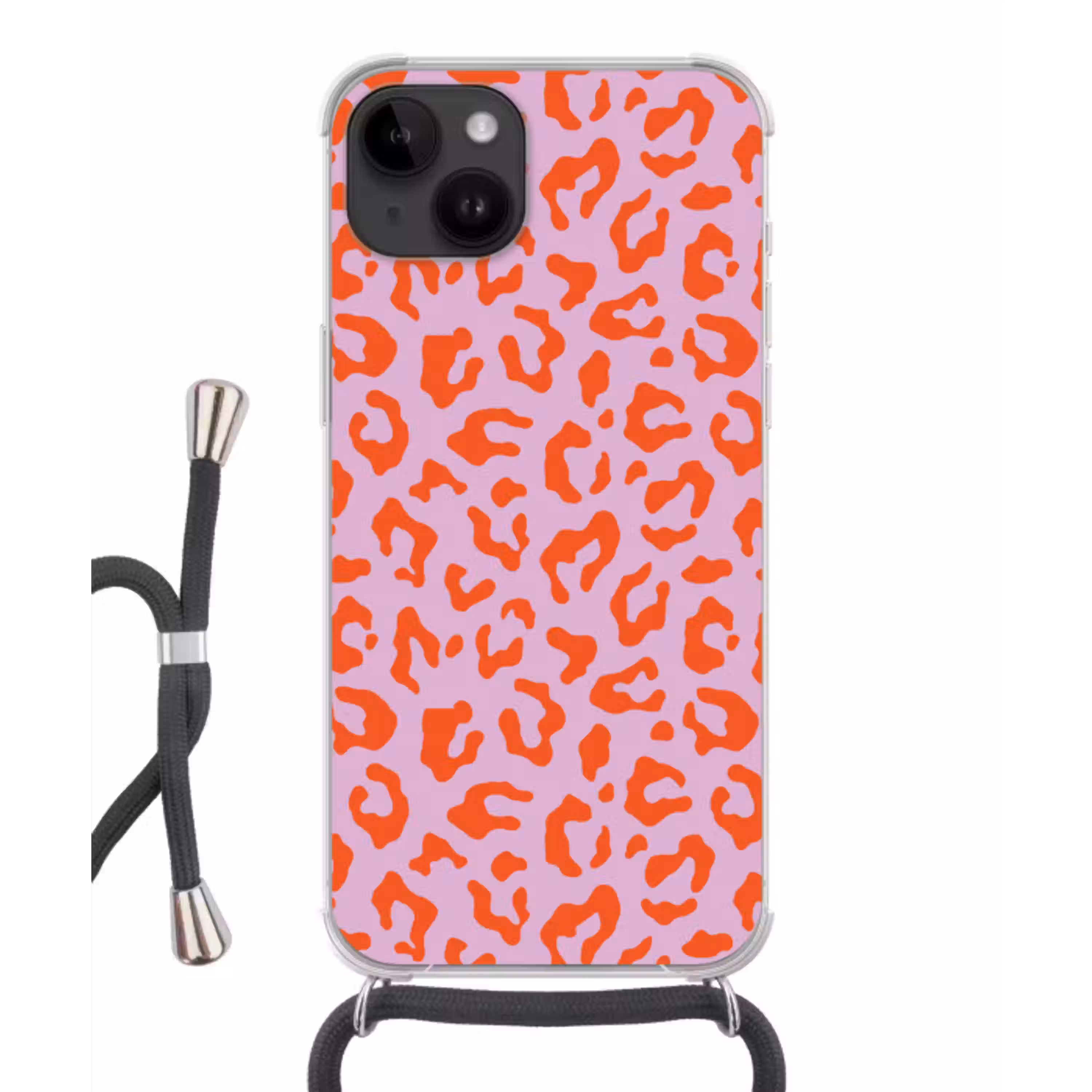 Panterprint - Rood - Paars - Roze - Dierenprint Crossbody Case iPhone 14 middel -3d