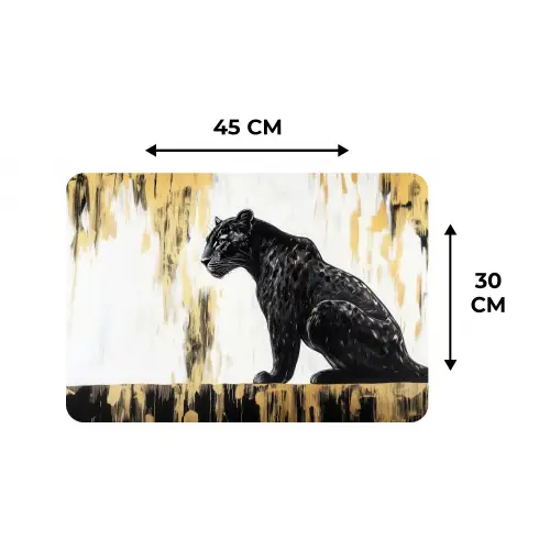 Panter - Zwart - Abstract - Goud Placemat vinyl groot -specs