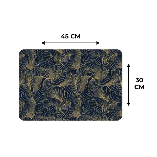 Abstract - Lijnen - Blauw - Goud Placemat vinyl groot 368 -specs
