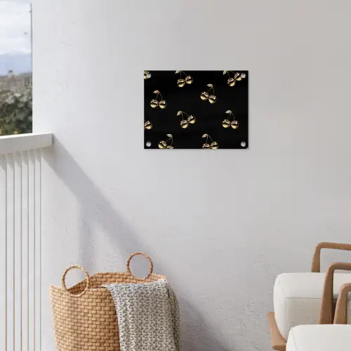 Patroon - Kersen - Goud - Chrome tuinposter los doek klein -sfeer8