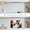 Modern - Abstract - Geometrisch - Rood - Industrieel keuken achterwand spatscherm klein -voor_na_NL