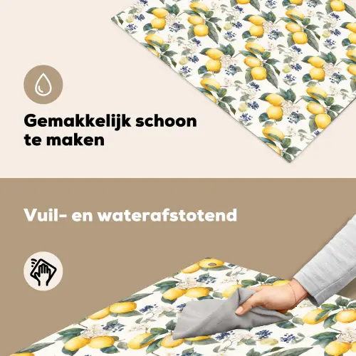Frans - Citroen -  Citrus - Bloesem - Geel - Groen - Blauw Inductie beschemer met haakjes klein 777 -ky-schoon-nl