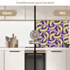 Bananen - Bladeren - Paars keuken achterwand 2 middel 871 -voor-na2_NL
