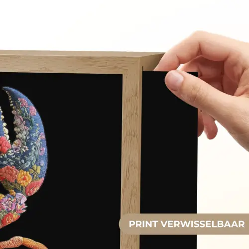 Kreeft - Borduur - Kleurrijk - Bloemen Light Box met batterij (Wandlamp) middel -USP_websiteprintNL